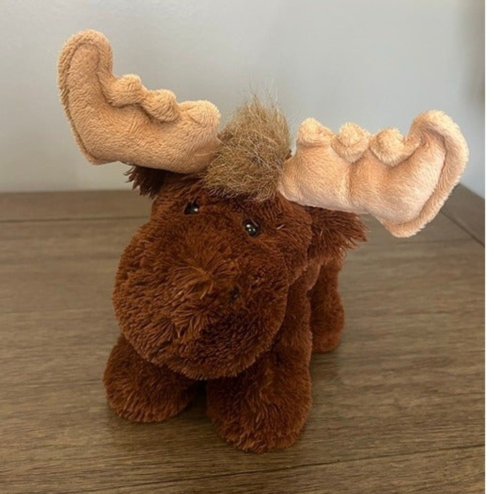 Ganz Heritage Collection Moose Plush Stuffed Animal Brown with Plaid‎ Scarf 10"